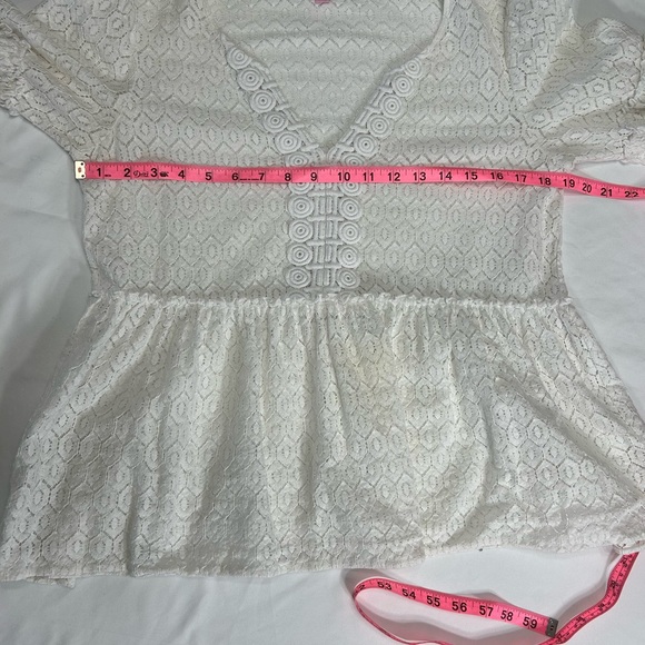 Lilly Pulitzer Inez White Eyelet Lace Diamond Geo Lace Resort Romantic Top Sz S - Picture 13 of 13